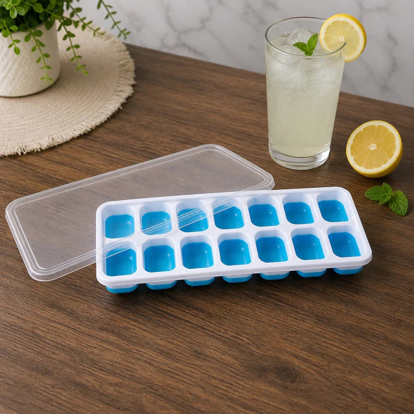 11112 Multipurpose Plastic Ice Cube Tray with Lid - 14 Grid
