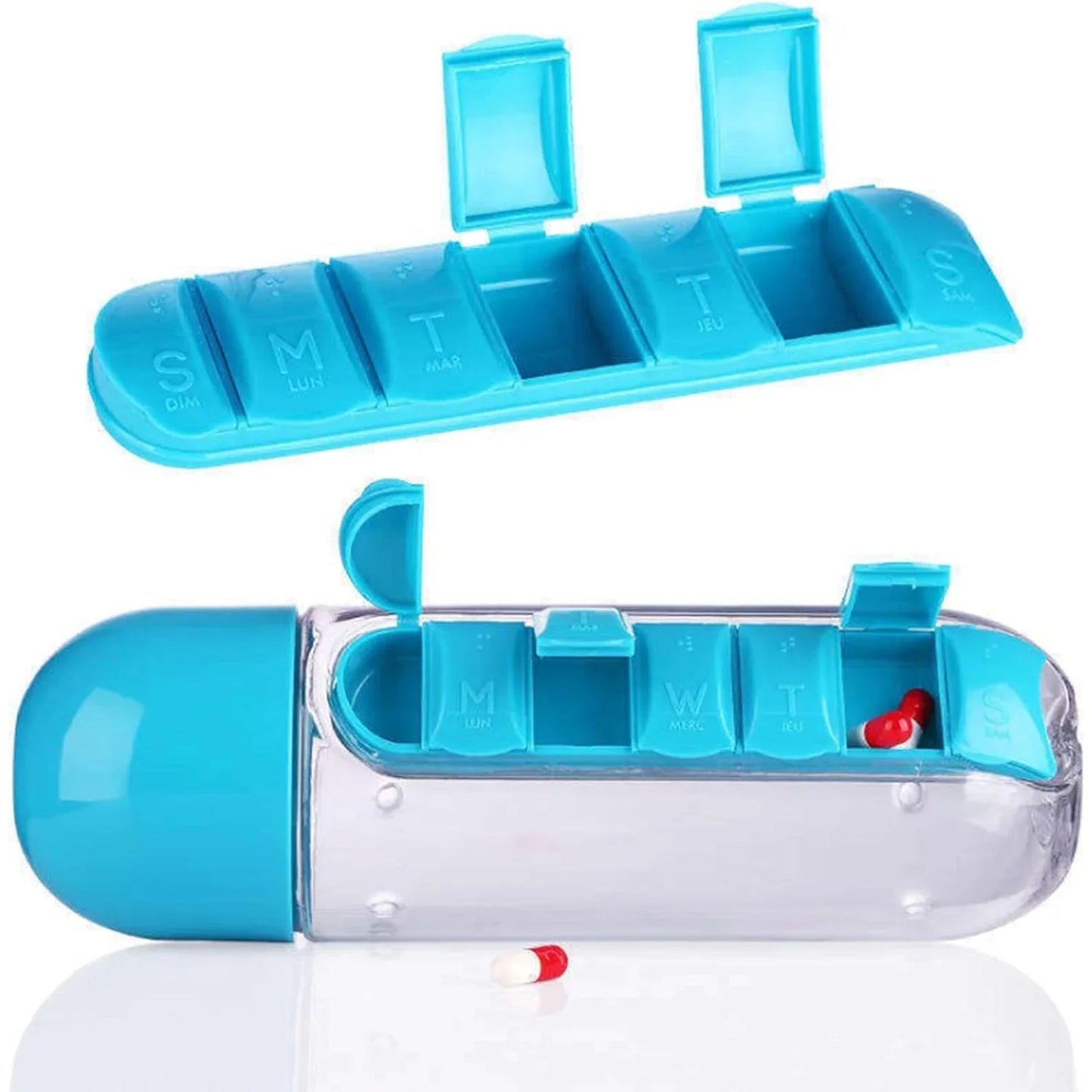 12911 Pill & Vitamin Bottle, Water Bottle Multi Functional Use for Traveling