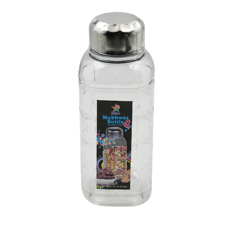 AM7651 PLASTIC TRANSPARENT MUKHWAS BOTTLE WITH STEEL CAP / MOUTH FRESHENER / DRYFRUITS MULTIPURPOSE AIR TIGHT AND BPA FREE KITCHEN STORAGE BOTTLE (1 PC)