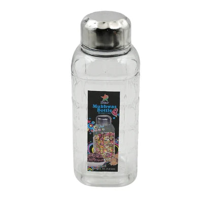AM7651 PLASTIC TRANSPARENT MUKHWAS BOTTLE WITH STEEL CAP / MOUTH FRESHENER / DRYFRUITS MULTIPURPOSE AIR TIGHT AND BPA FREE KITCHEN STORAGE BOTTLE (1 PC)