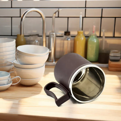 10100 Coffee Mug With Lid And Handle-Plastic Covered Stainless Steel Mug (Random Color, Approx 200 ML)