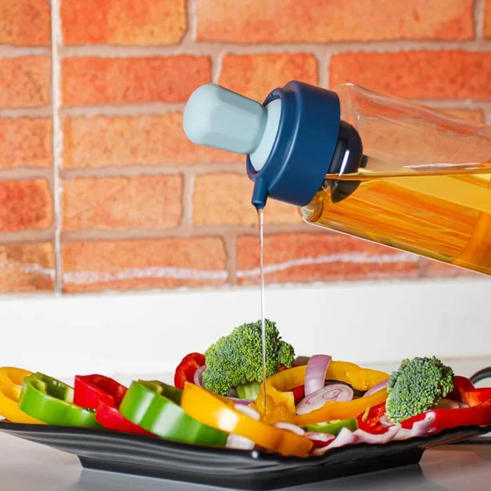 10138 2 in 1 Transparent oilar dispenser with Silicone Oil Dropper Nozzle (1 Pc / With Brush / 1 Ltr.)