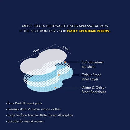 0978 Underarms Sweat Pads Disposable Highly Absorbent Pads Cotton Anti-Allergic Anti Bacteria Anti Smell Underarm Perspiration Pad For Men And Women (Pack of 10)