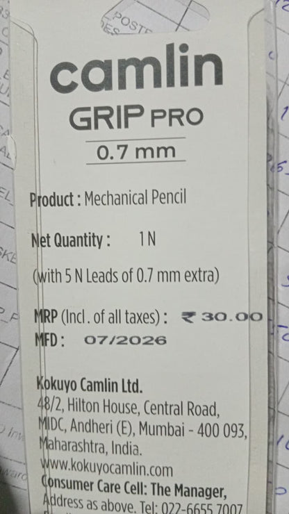 AM6295 Camlin GRIP PRO Mechanical Pencil 0.7mm