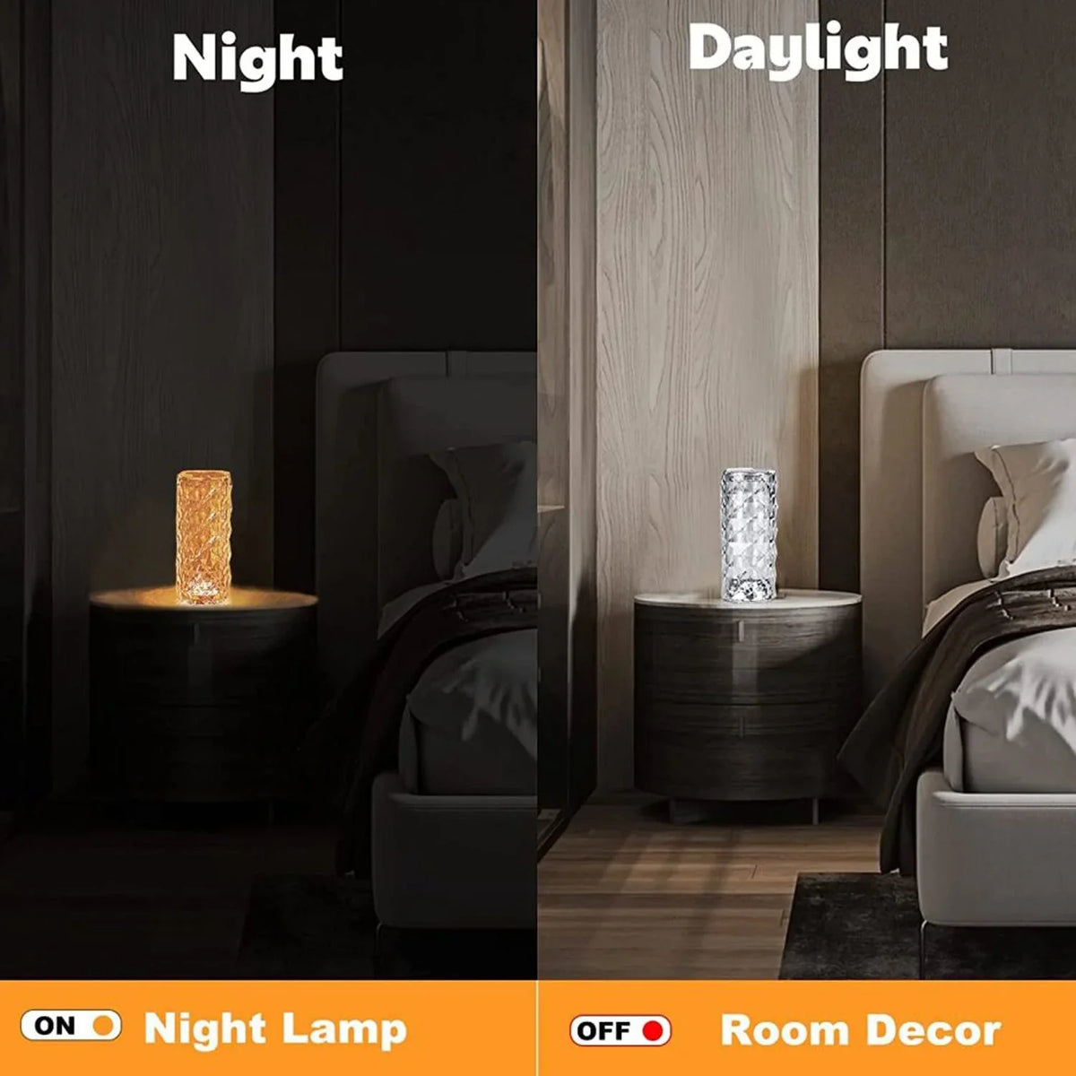 6604 Crystal Table Lamp RGB Color Changing Night Light