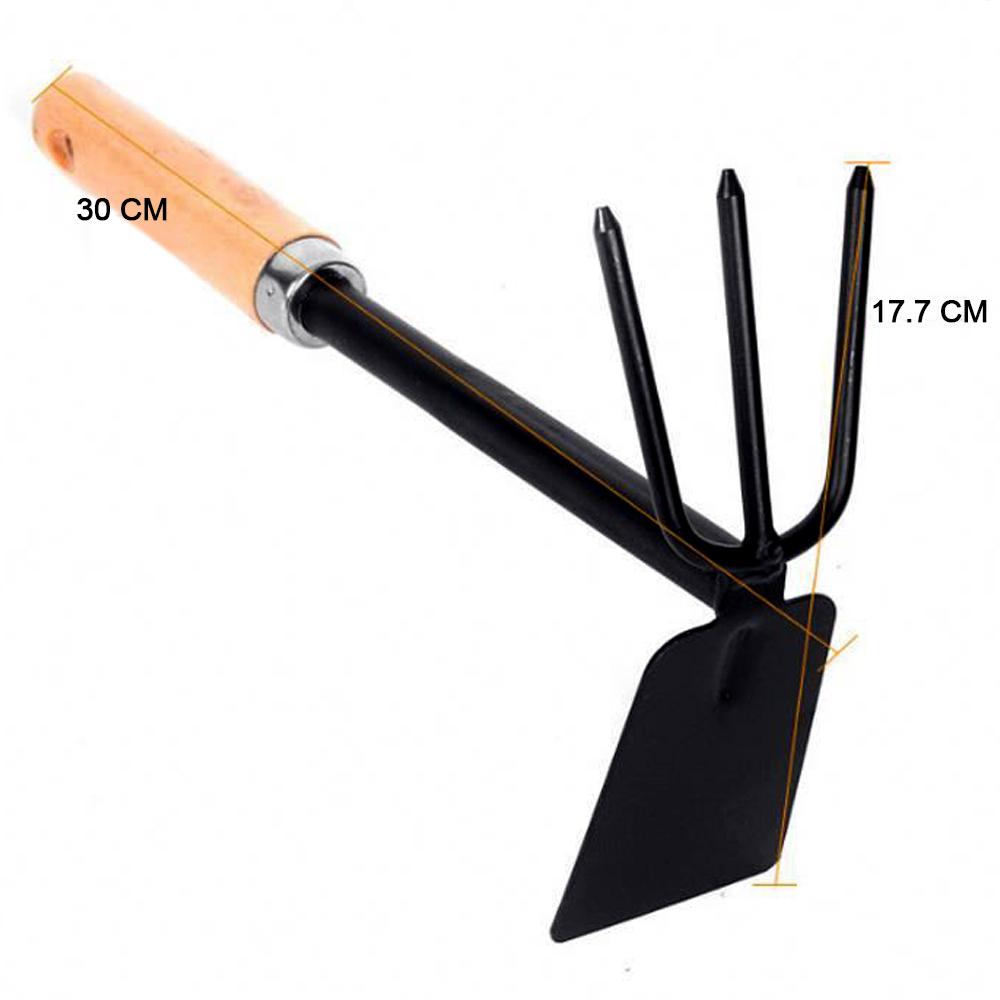 1578 2 in 1 Double Hoe Gardening Tool with Wooden Handle - DeoDap