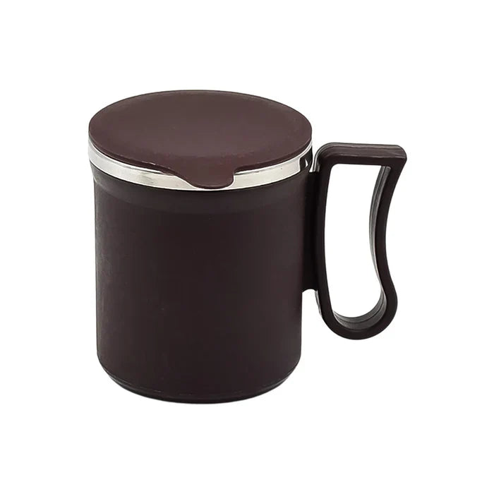 10100 Coffee Mug With Lid And Handle-Plastic Covered Stainless Steel Mug (Random Color, Approx 200 ML)