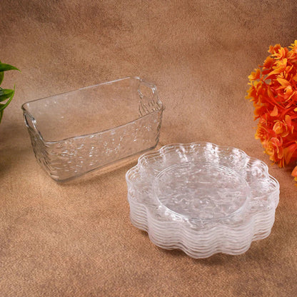 12212 Plastic Household Flower Design Plates Dinner Plates Dish Tray (10 Pcs Set)
