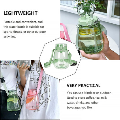 TM0271 Insulated Water Bottle Portable Water Bottle With Strap, Sticker and Straw Cute Outdoor Sports Bottle For Water Travel Drinkware Jug Travel Water Bottle large Capacity Water Jug, Gym / Kid / Outdoor Sport / Campus, Fashionable (1300 ML Approx)