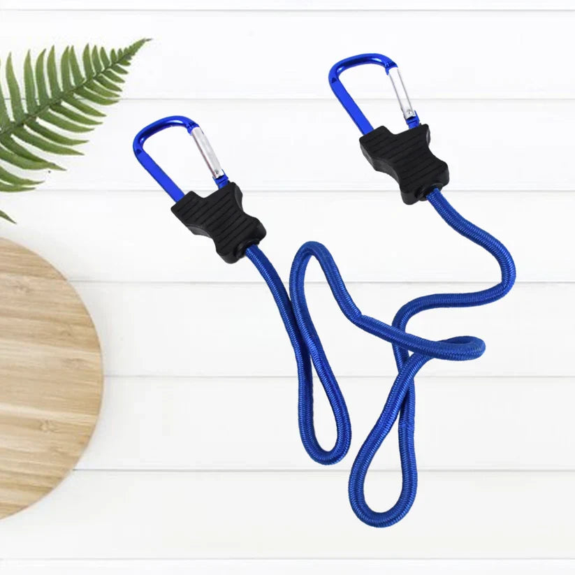 15264 Carabiner Bungee Cords with Hook Tie Downs Luggage Strap Carrying Bag Secure (1 Pc / Mix Color)
