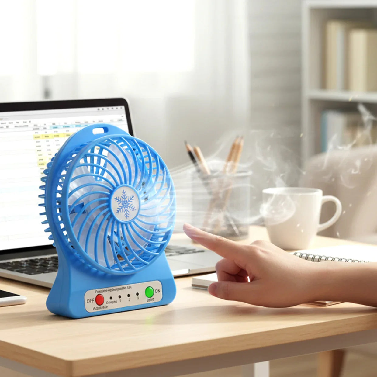 17707 Portable Rechargeable Mini Table Fan With LED Light And Battery (1 Pc)