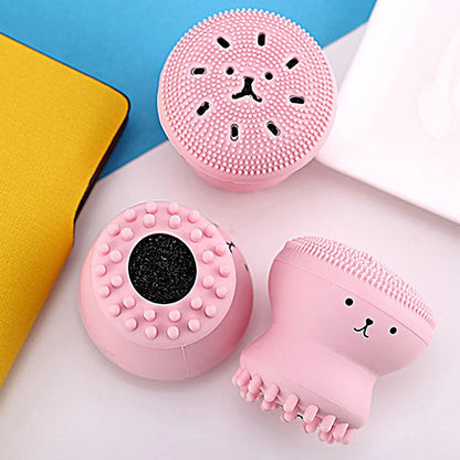1671 Facial Cleansing Brushes, Cute Octopus Shape Silicone Face Scrubber Massager Skincare Tool (1PC)