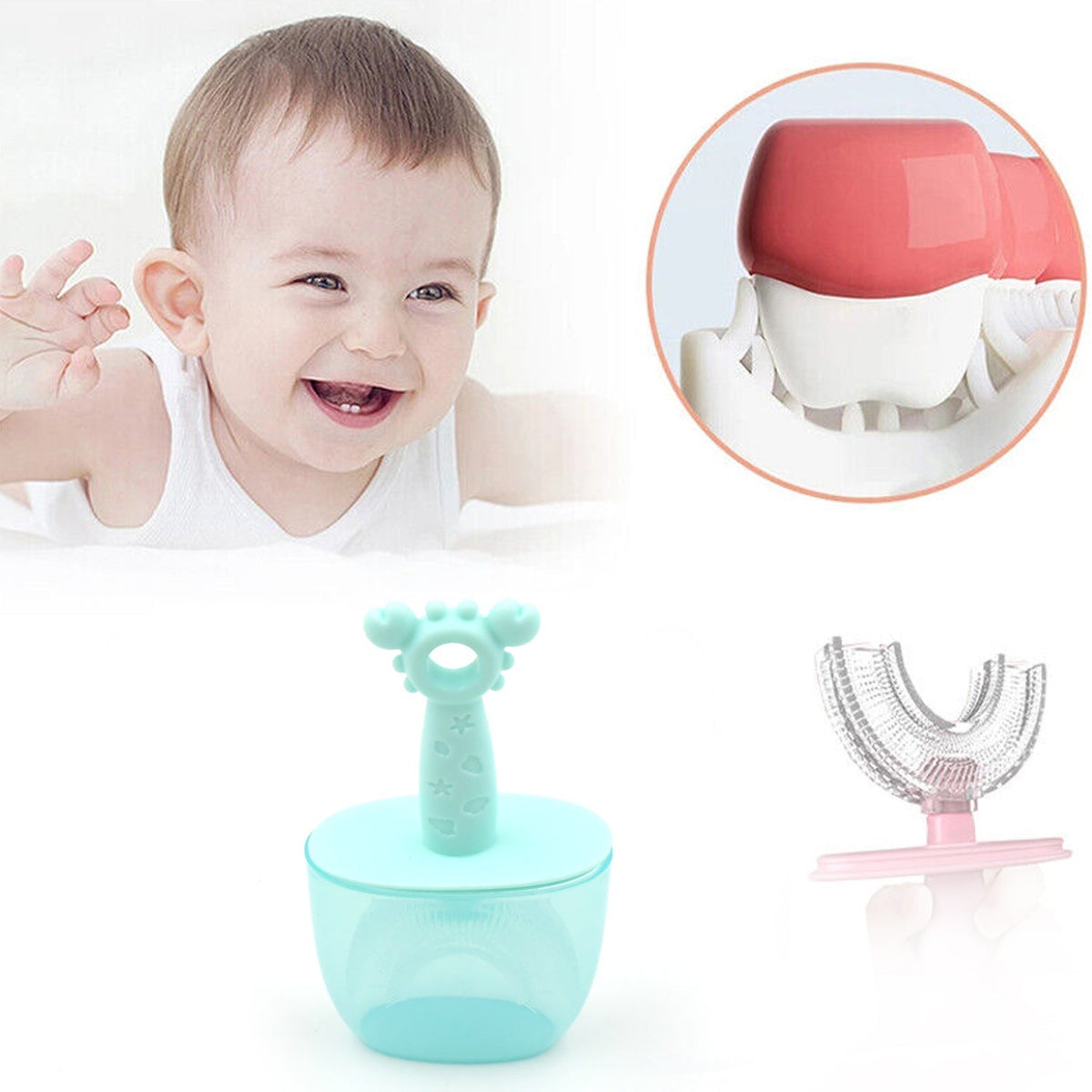 8352 Toothbrush- U Shape Portable Silicone Teeth Brush Clean 360 Degree Cleaning Suitable For 2-6 Years
