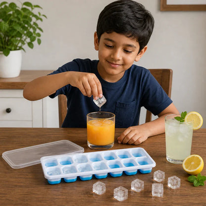 11112 Multipurpose Plastic Ice Cube Tray with Lid - 14 Grid