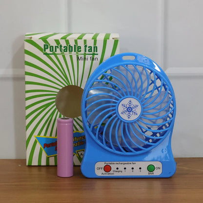 17707 Portable Rechargeable Mini Table Fan With LED Light And Battery (1 Pc)