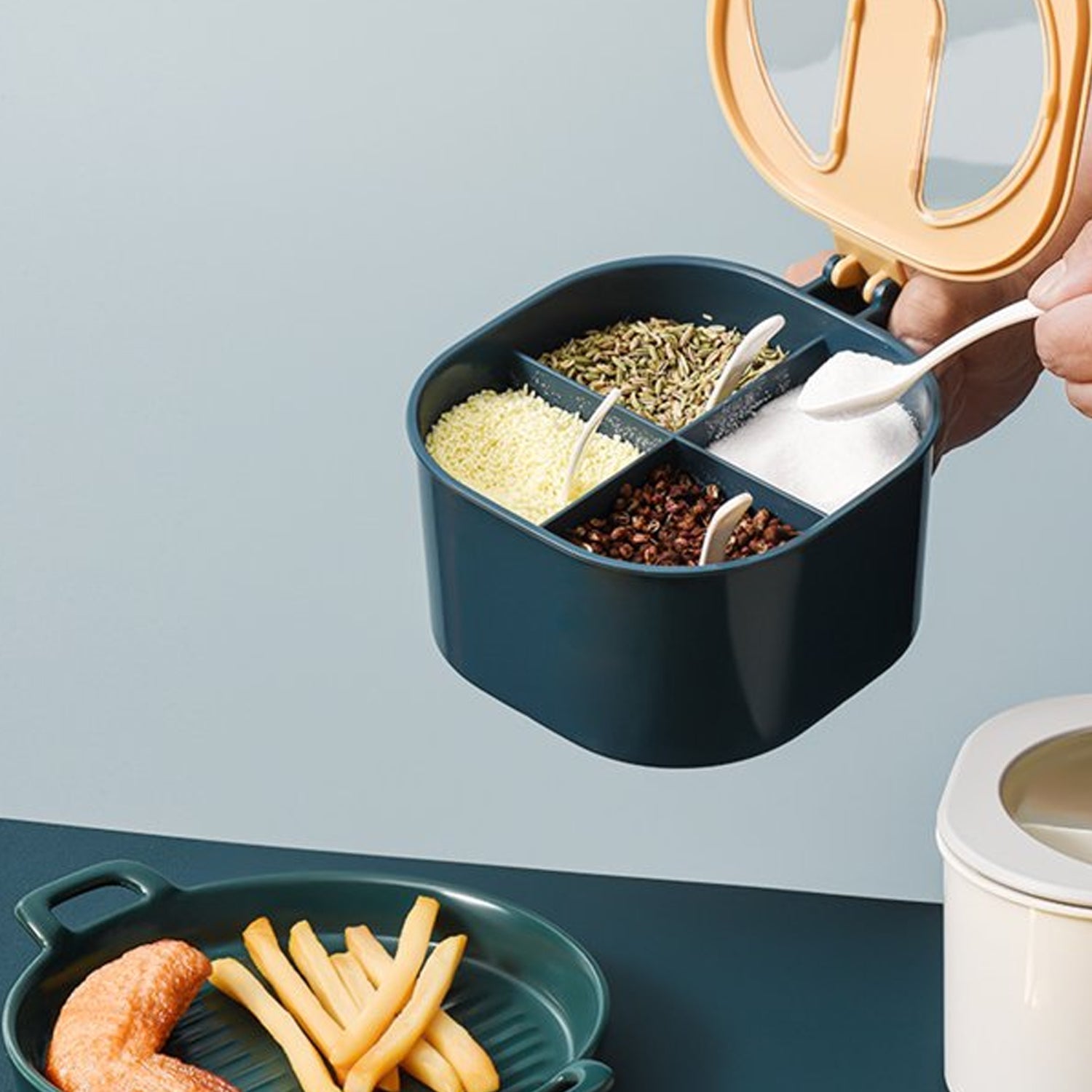 2678 4 Section Fancy Masala Box and fancy masala container used for storing various types of masalas including in kitchen purposes. freeshipping - DeoDap