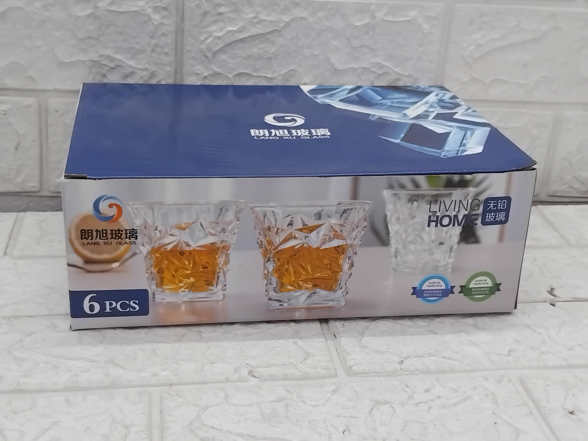 AM3750 Diamond Crystal Cut Whiskey Glasses Set of 6 Pcs