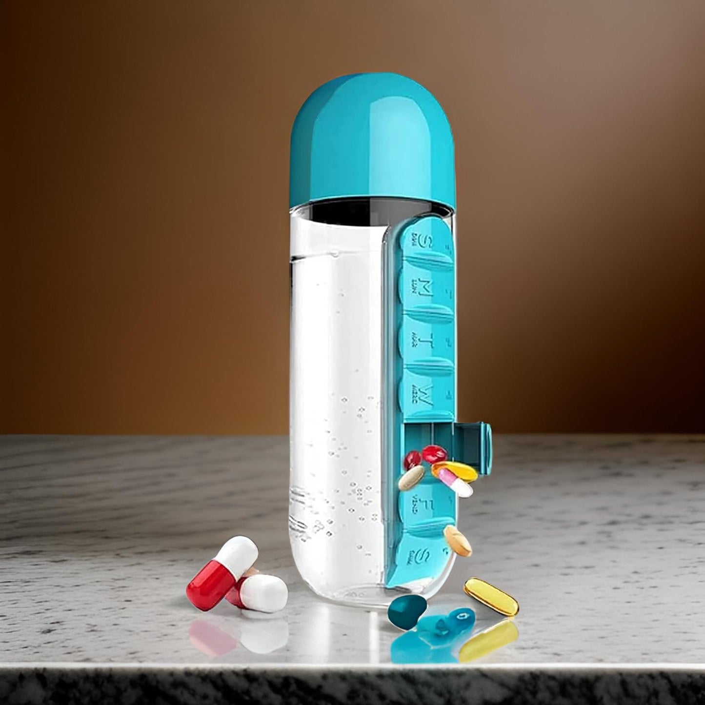12911 Pill & Vitamin Bottle, Water Bottle Multi Functional Use for Traveling