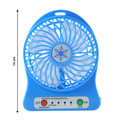 17707 Portable Rechargeable Mini Table Fan With LED Light And Battery (1 Pc)