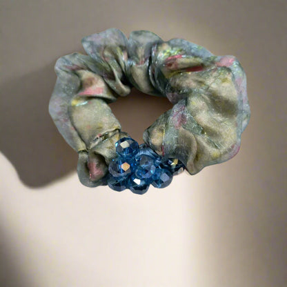 AM1297 Printed Crystal Hair band Elastic Rubber With Multicolor Color Hair Rope For Women and Girls 1pc