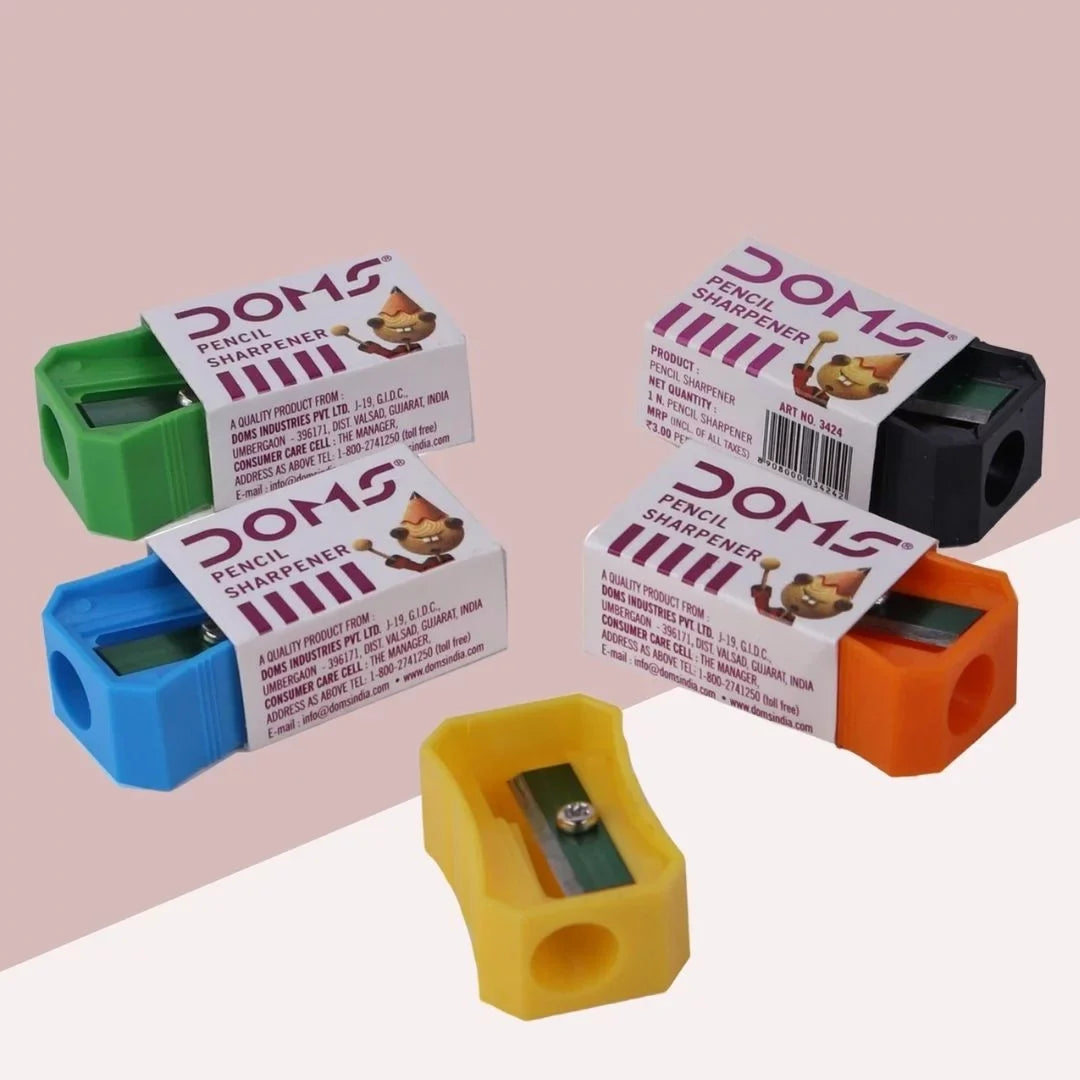 3593 Doms Pencil Sharpener Regular for Smooth & Breakless Sharpening , Playful Body Colors , Pack of 1 Pieces