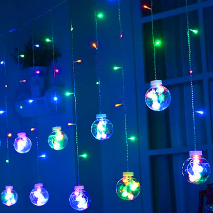 Di0072 12 Ball String LED Lights with Flashing Modes Decoration 6x6 (Multicolour)