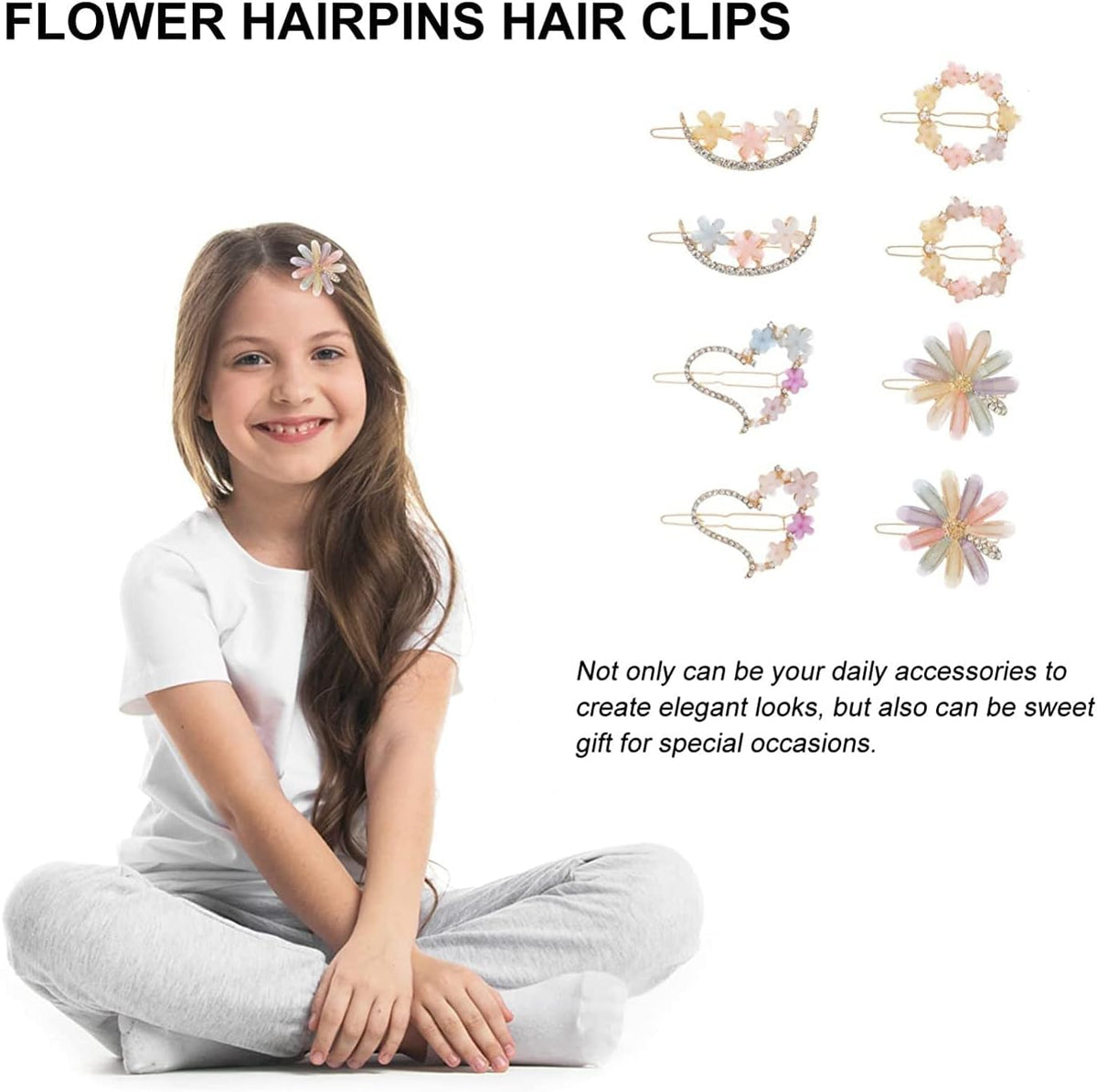 AM1030 Bridal Metal Hairpins Flower Hair Clip for Girls &  Womens - 1 Pcs