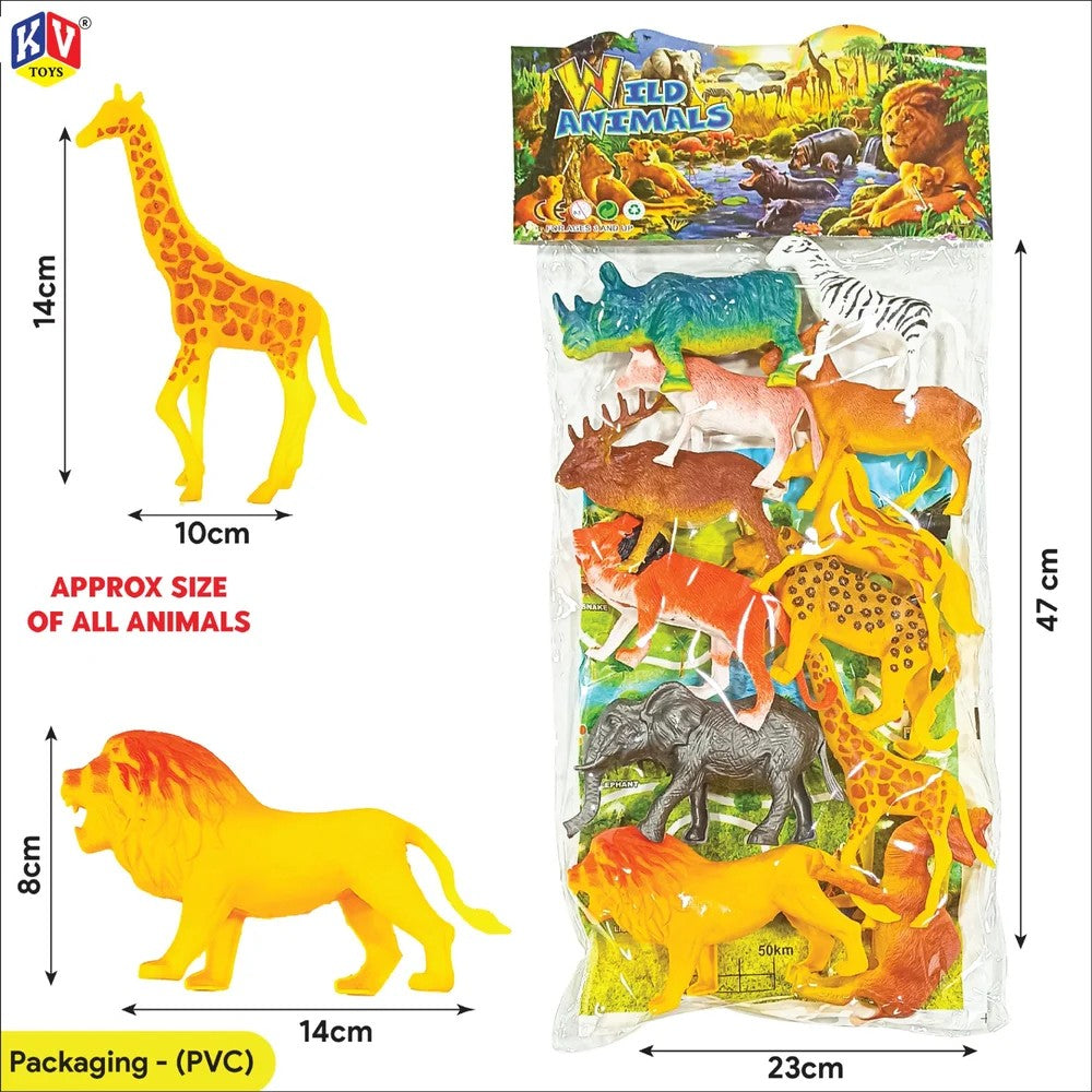 A06484 Wild Animals Plastic Figures Playset (Pack of 10+ Figures)