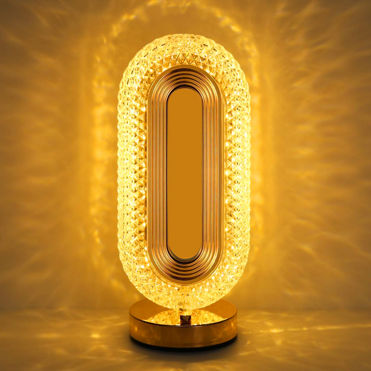 AM5944 Crystal Rounded Pill LED Table Lamp with USB Cable - Sensor 3 Color Modes