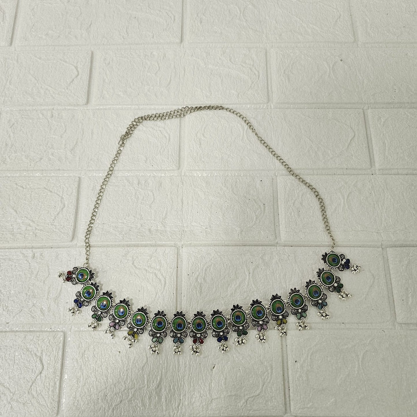 Di0046 Oxidized Silver Dangler Kamarbandh with Colorful Beads and Cowrie Shells (Multidesign)