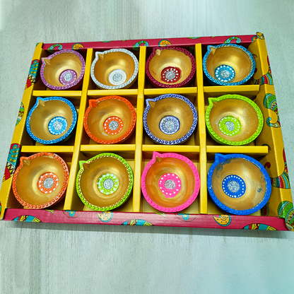 AM0210 Handmade Decorative Diyas For Diwali Decoration ( 12 Pcs)