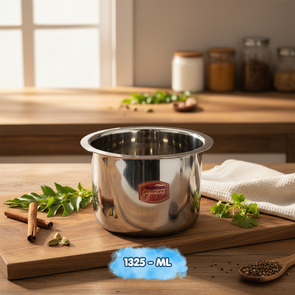 AM7580 Madhuram Signature Premium Stainless Steel Deep Container (1325 ml, 10x13x13 cm)