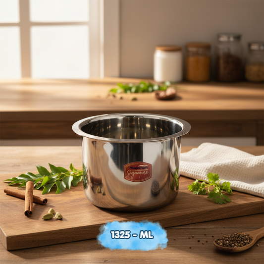 AM7580 Madhuram Signature Premium Stainless Steel Deep Container (1325 ml, 10x13x13 cm)