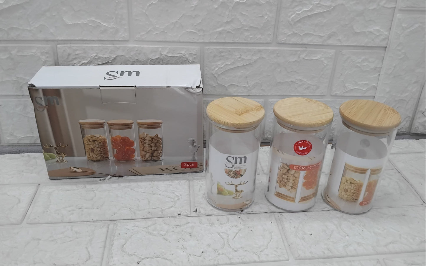AM3727 Borosilicate Round Containers With Airtight Bamboo Wooden Lids