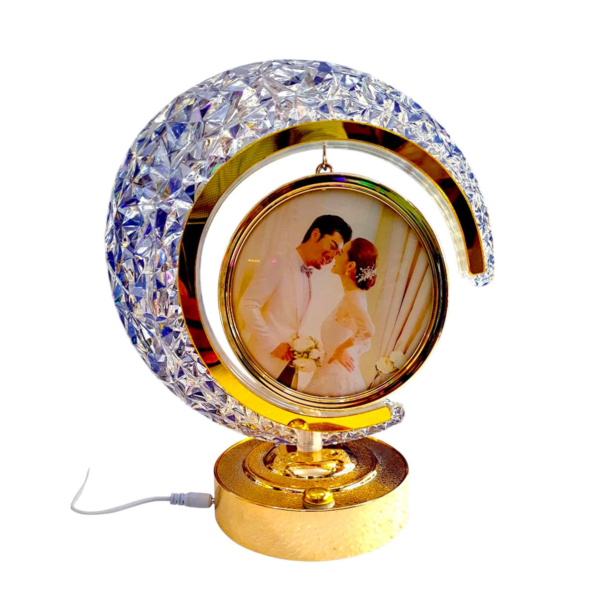 AM6268 LED Crystal Moon Lamp with Round Shape Photo Frame
