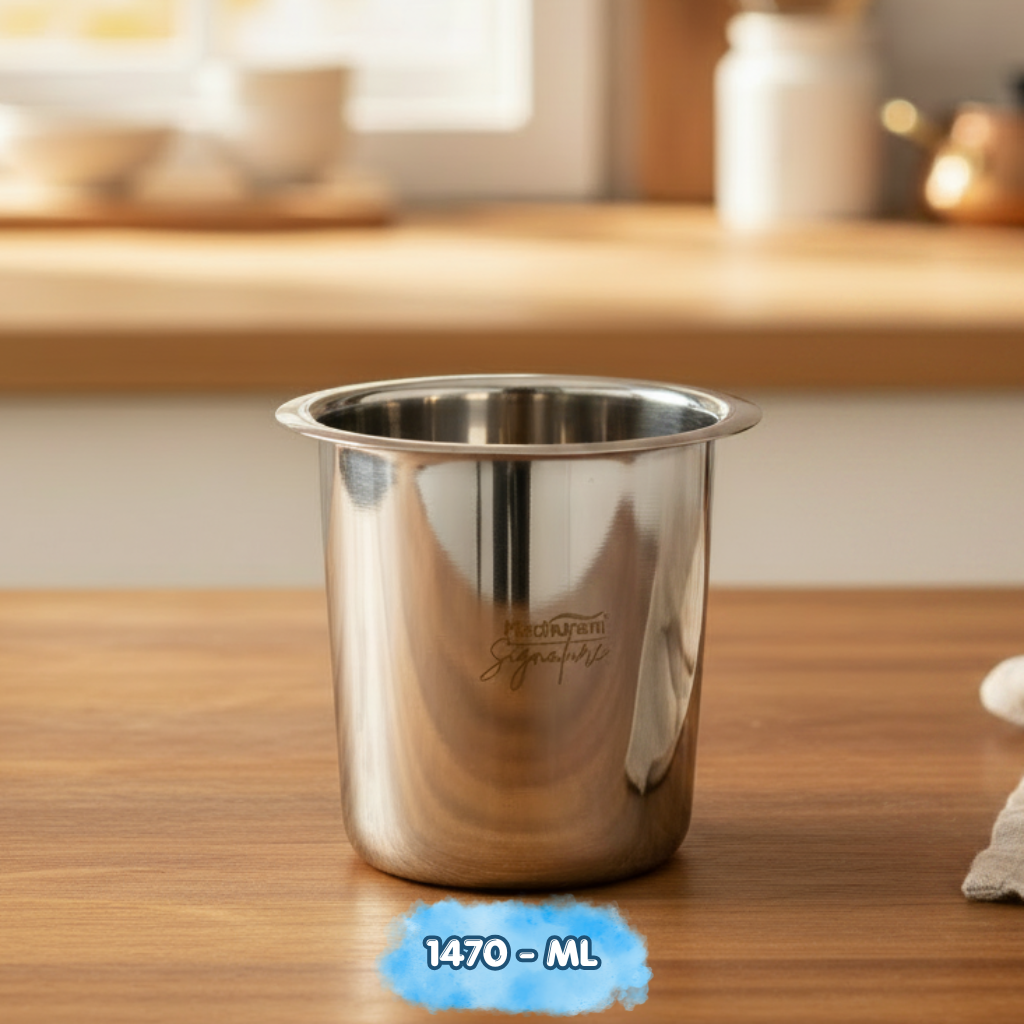 AM7587 Madhuram Signature 1470ml Stainless Steel Multipurpose Deep Boiler Container (13x12x12 cm)
