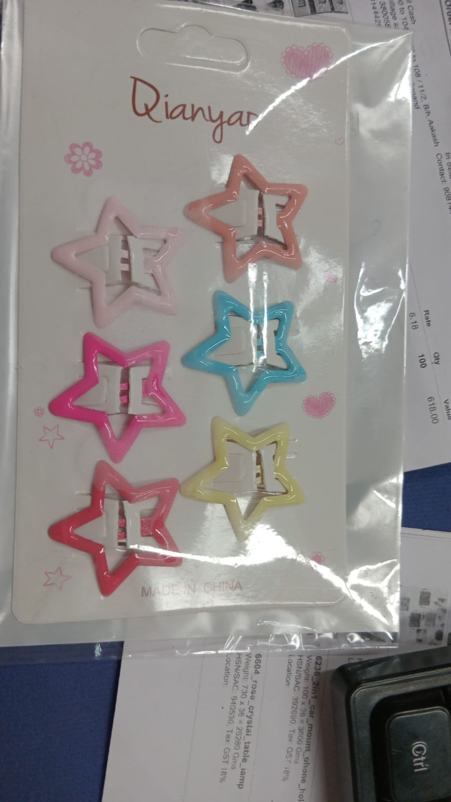 AM1220 Star Shape Hair Clip Lovely Sweet Hairpin Colorful Star Pack Of 6pcs