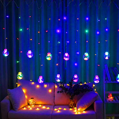 Di0072 12 Ball String LED Lights with Flashing Modes Decoration 6x6 (Multicolour)