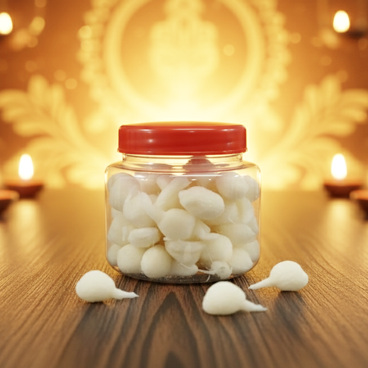 3367 Pure Ghee Diya Batti Wicks for Pooja -60pcs