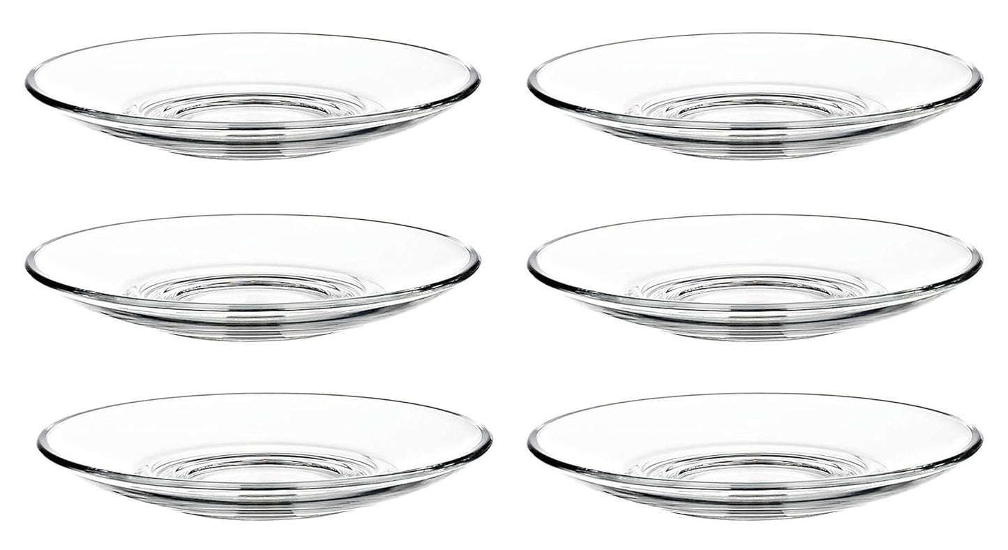 AM3741 Saucer Round Glass Plates Set Of 6 (LXP7012)