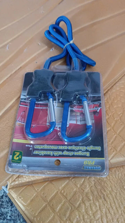 15264 Carabiner Bungee Cords with Hook Tie Downs Luggage Strap Carrying Bag Secure (1 Pc / Mix Color)