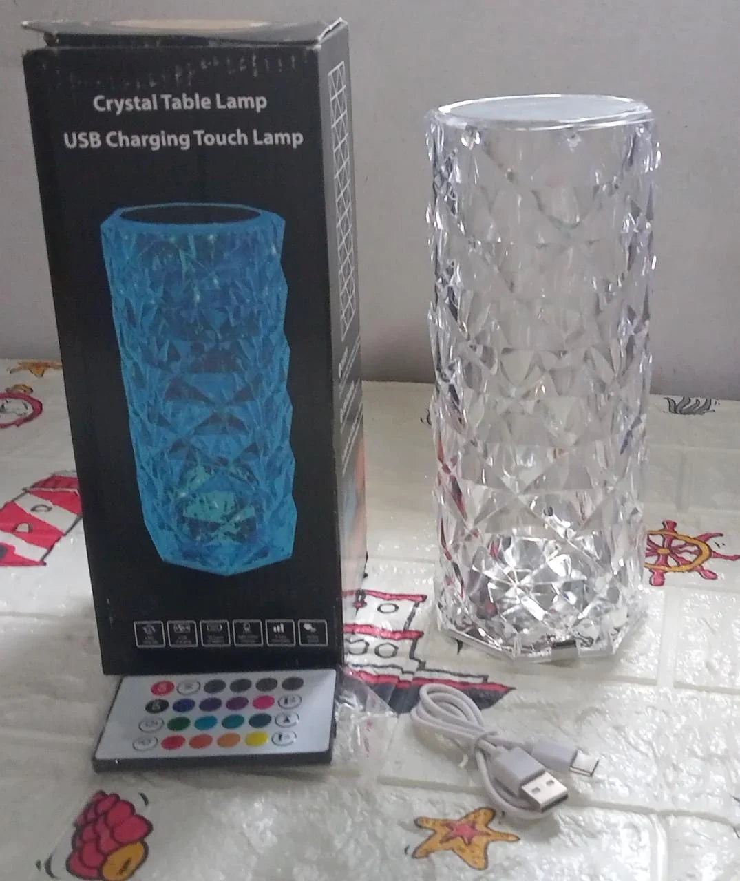 6604 Crystal Table Lamp RGB Color Changing Night Light
