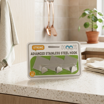 AM7715 HEAVY DUTY ADHESIVE STAINLESS STEEL HOOKS FOR WALL MOUNTING STORAGE AND HOME ORGANIZATION