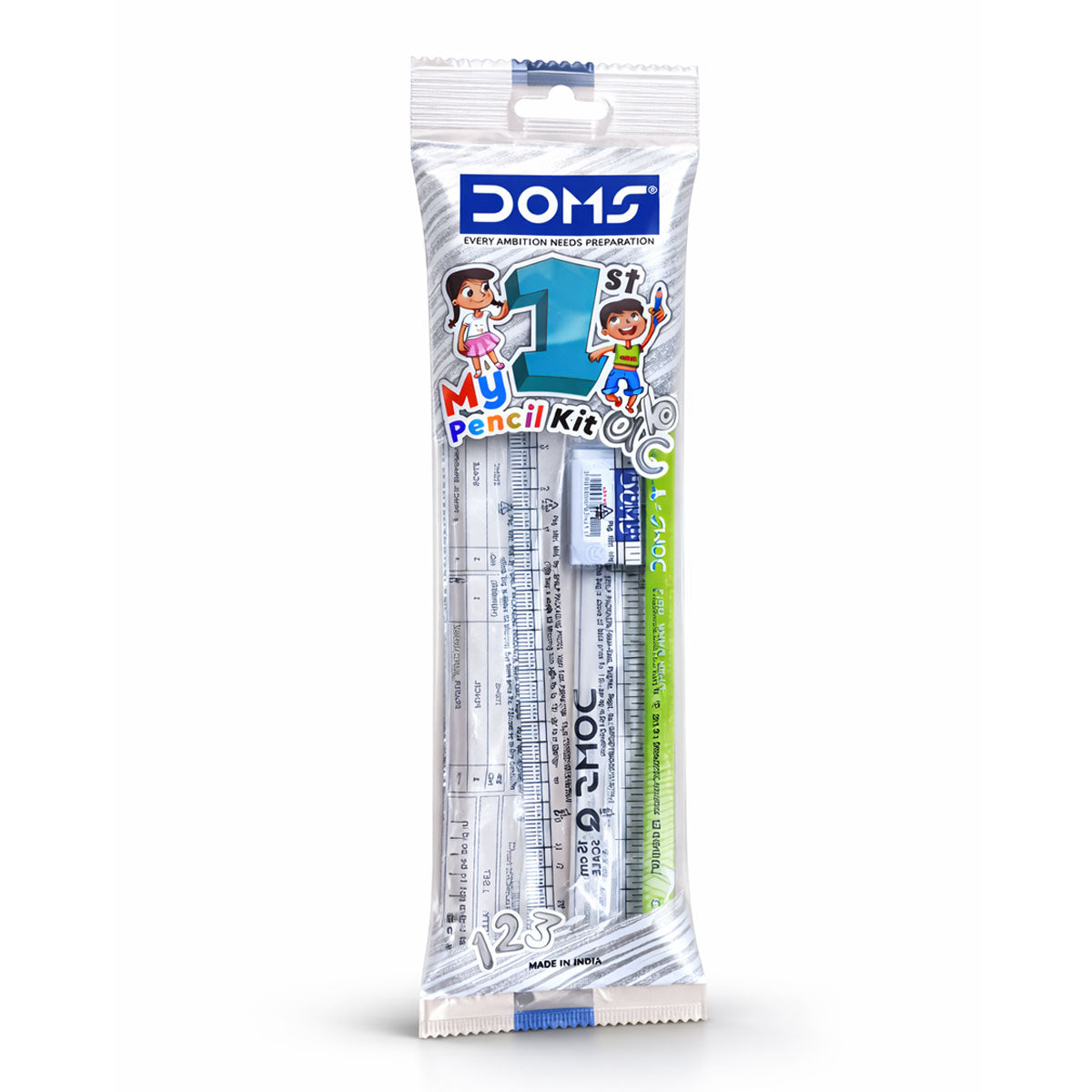 AM6773 DOMS My First Pencil Kit | 1 Pencil, 1 Eraser, 1 Scale, 1 Sharpener