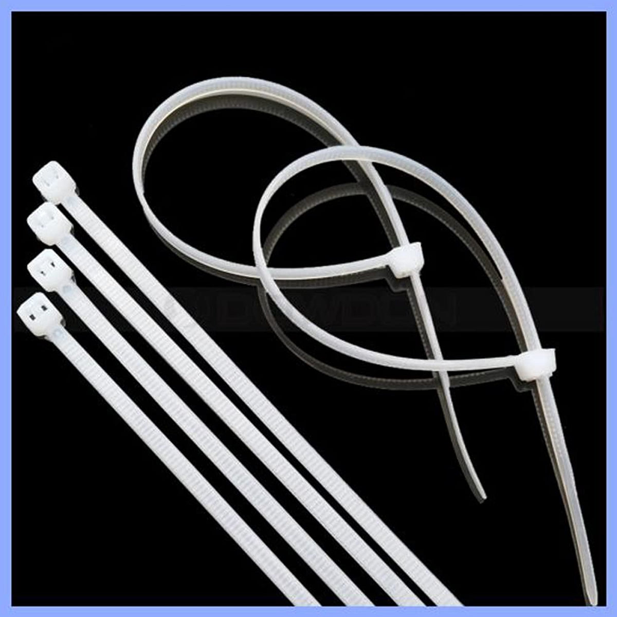 AM5893 White Self locking Nylon Cable Tie - 6 Inch (Pack of 100pcs)