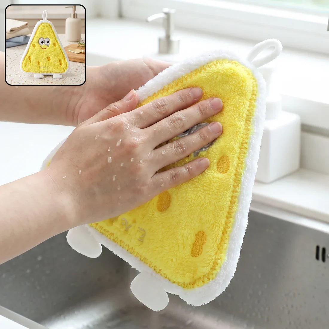A06903 Cartoon Microfiber Hanging Hand Towel Quick Dry Kitchen Wipe Cloth (1 Pc)