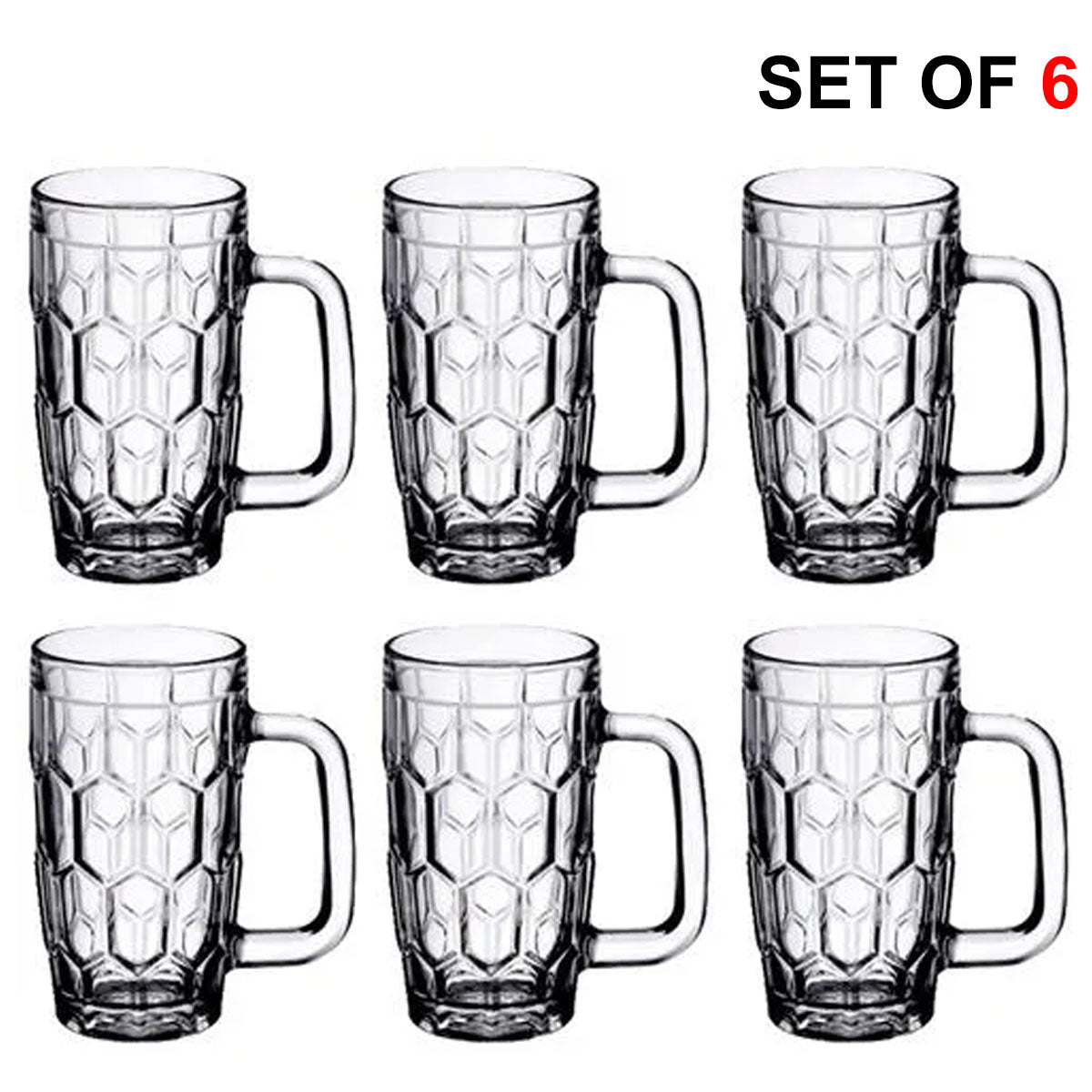 3587 Yera Glass Juice Mug - Plain, Lightweight, 260 ml (Set of 6) (JM10A)