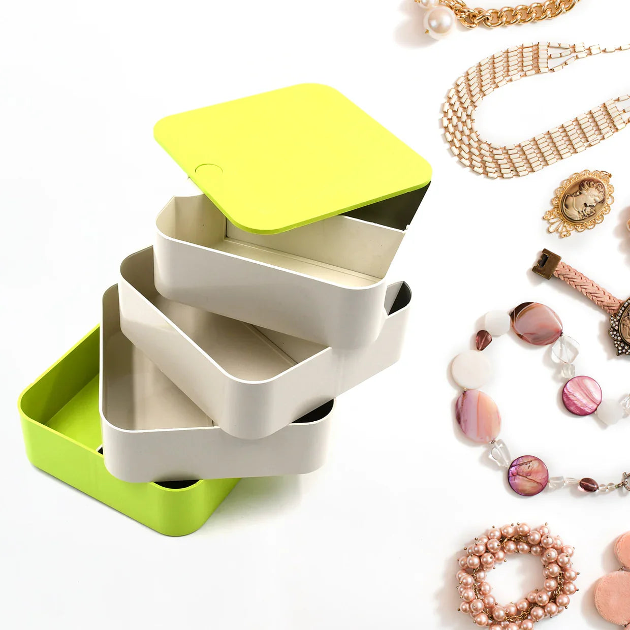 4700 4 Layers Jewelry Box, 360 Degree Rotating Accessory Storage Box