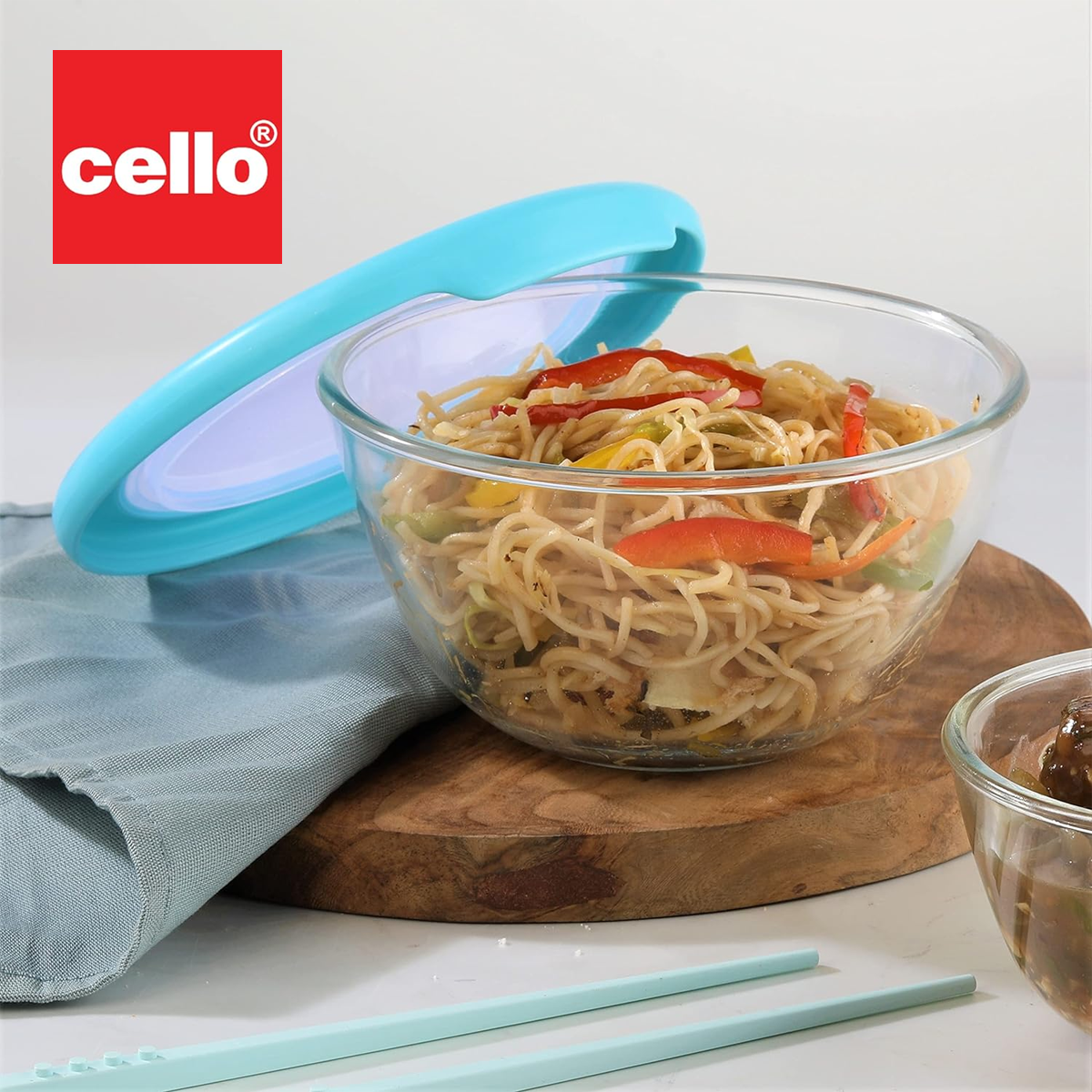 AM0648 CELLO Ornella Toughened Glass Mixing Bowl with Premium Lid | Microwave Safe & Dishwasher Safe | 500ml, Set of 1
