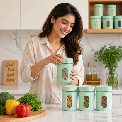 AM7399 Window Series 750ml Food-Grade Kitchen Storage Jar Set - 2 Pieces